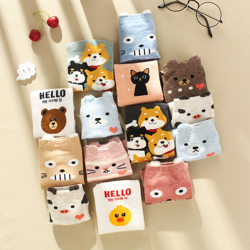 可爱袜子女韩版卡通夏季短袜日系甜美萌少女学生软妹船袜中筒棉袜
