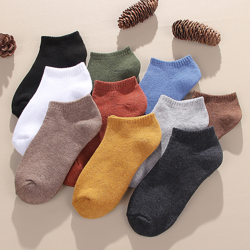 袜子男短袜秋冬季纯棉黑白色男袜