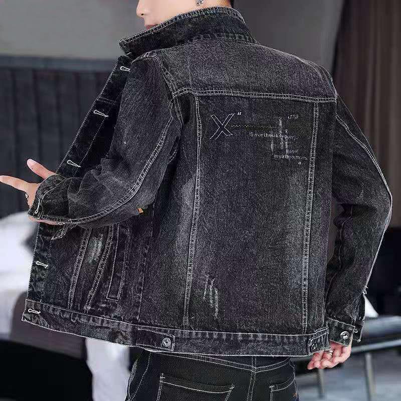 春季新款牛仔外套男翻领韩版潮流工装男款外套春秋款休闲百搭夹克