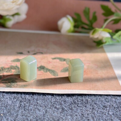 正宗纯天然新疆和田玉且末塔特勒克苏矿青白玉印章情侣对章可刻字