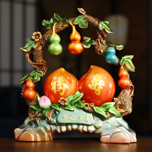 寿桃摆件工艺品家居客厅装 饰送6080父母长辈领导大寿祝寿贺寿礼品