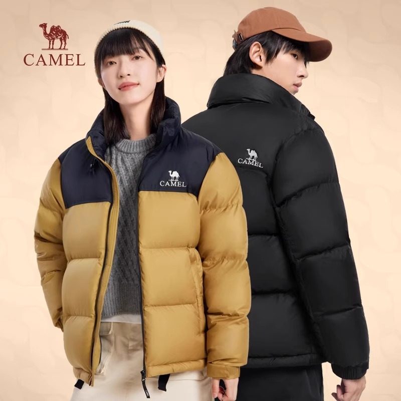 骆驼羽绒服男女同款冬季连帽加厚保暖时尚百搭短款户外面包服外套