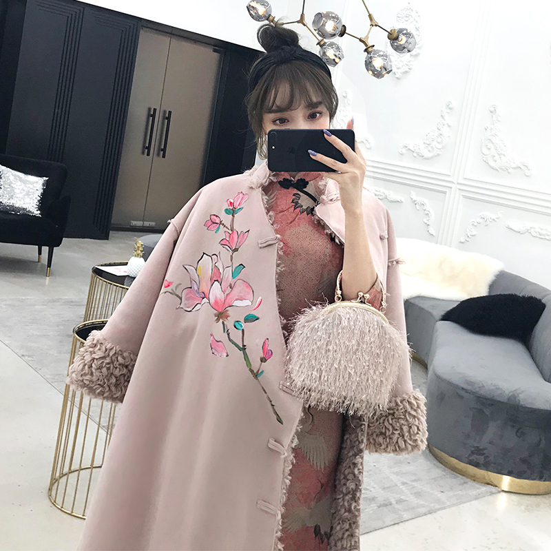 中国风毛呢新款加厚改良版唐装