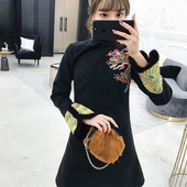 复古中国风改良旗袍秋冬2025新款 加厚夹棉保暖少女棉服连衣裙 法式