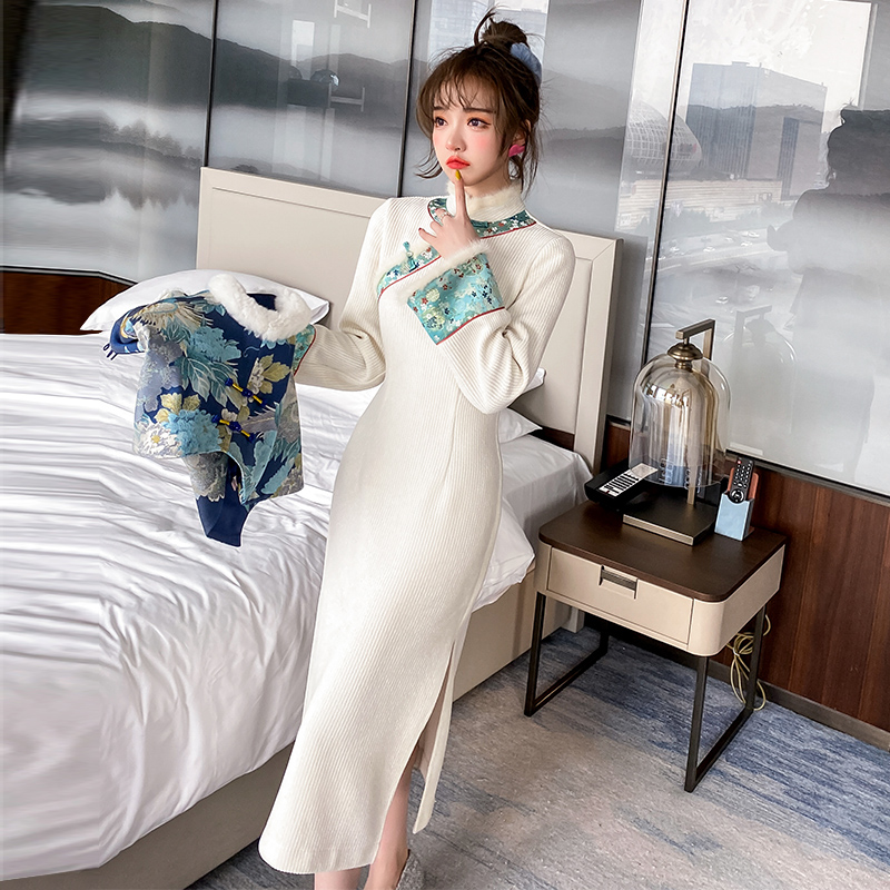旗袍年轻款长袖秋冬显瘦