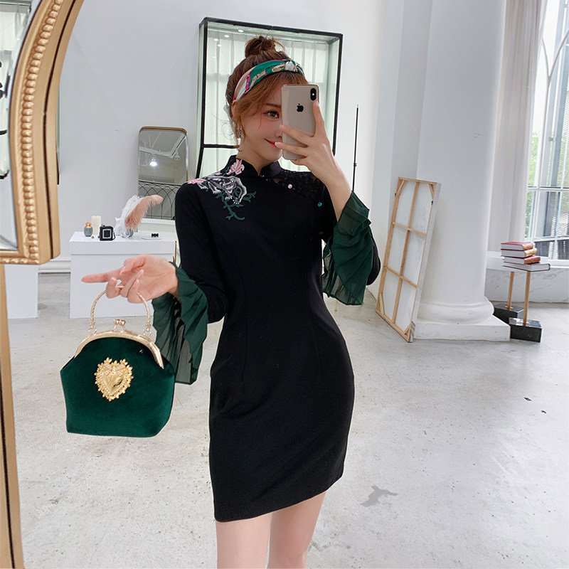 中国风改良版春季显瘦连衣裙旗袍