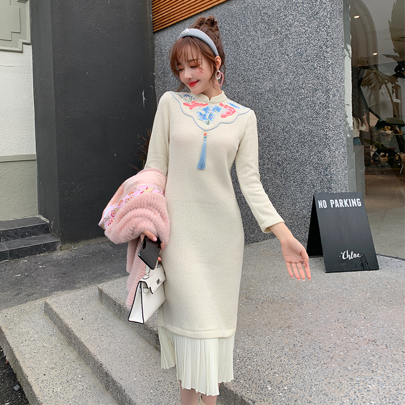 秋冬装名媛风改良旗袍名媛