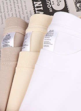 Cotton TShirt Long Sleeve Pullover Tops美式250g重磅杏色长袖