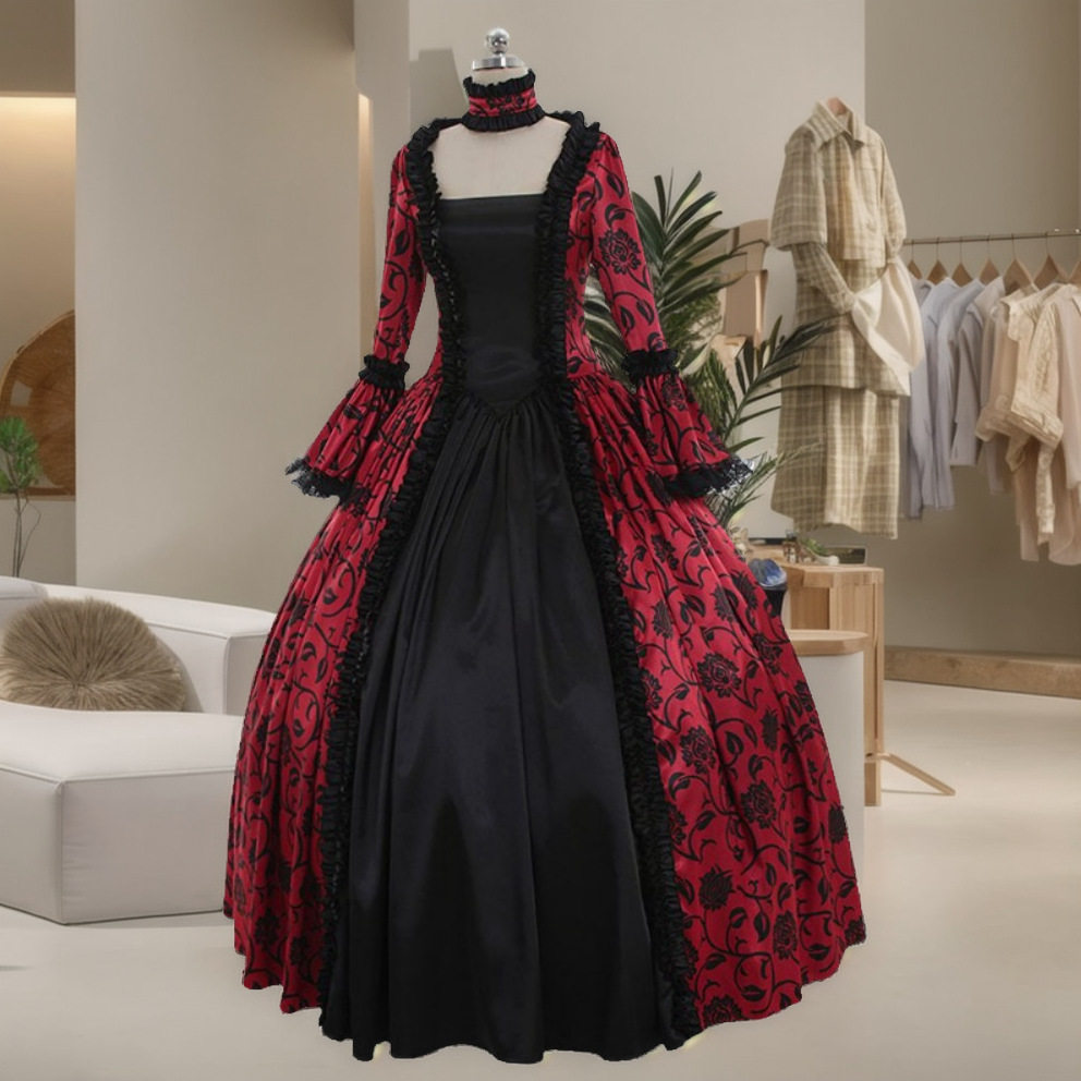 women dress新款复古宫廷连衣裙礼服影视舞台表演服