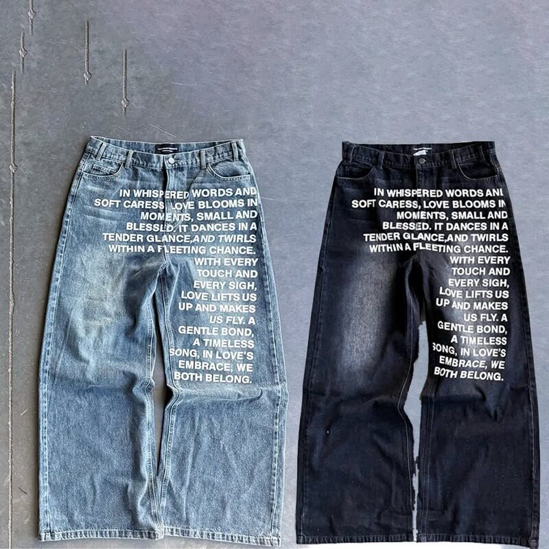Y2K men's baggy Jeans vintage American gothic Hip Hop women