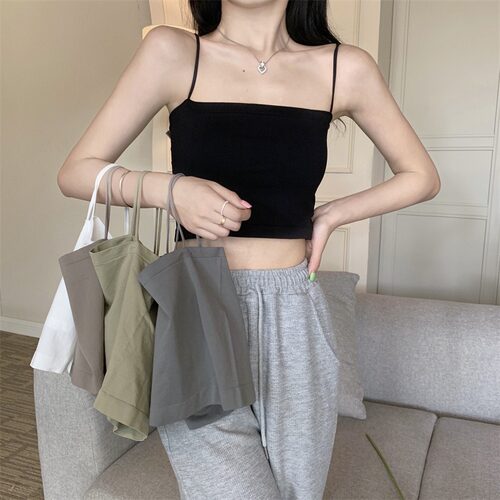 1Pc Soft chest pad sleeveless vest Sexy short top thin strap