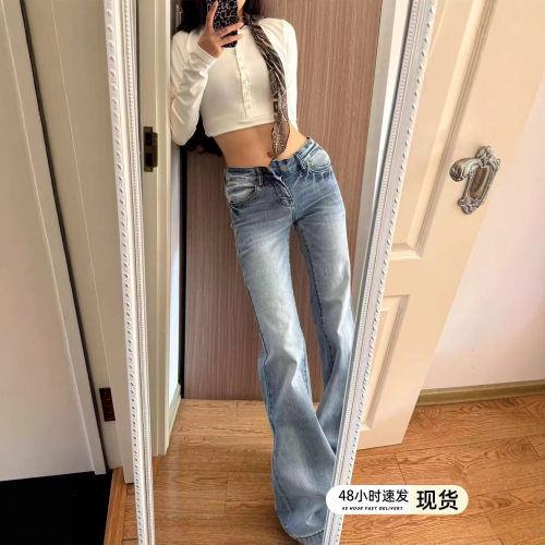 fashion women american retro jeans denim pants美式复古低腰