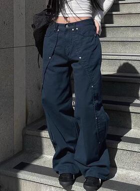 jeans womens y2k clothes relaxed loose fit wide leg trousers