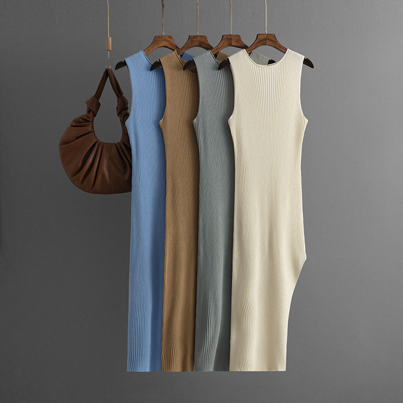knitted vest sleeveless dress新款背心裙时尚性感不规则修身女