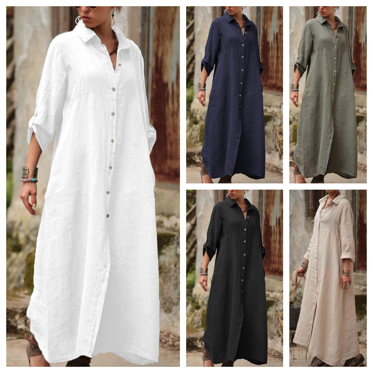new dress women elegant ladies vestidos欧美新款纯色立领长袖图片