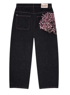 women baggy Pants jeans Men derschutze复古梅花刺绣直筒裤男女