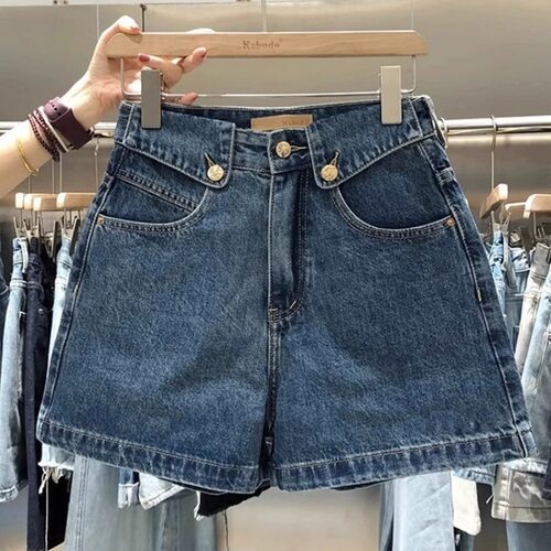 Denim Shorts Women's Trendy Versatile High-Waisted Loose-Fit