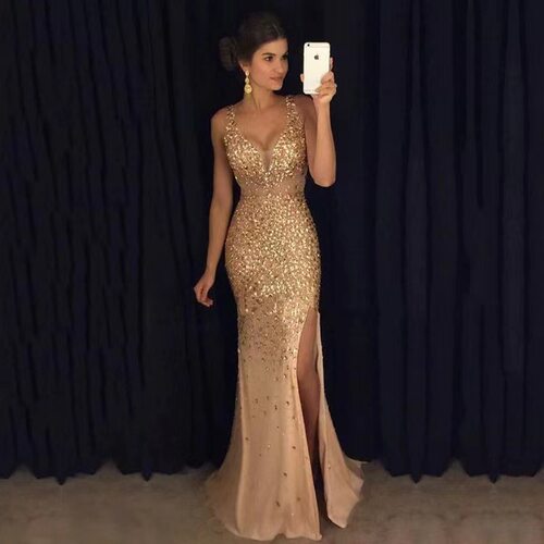 summer dress women elegant ladies vestidos新款欧美新开叉烫金