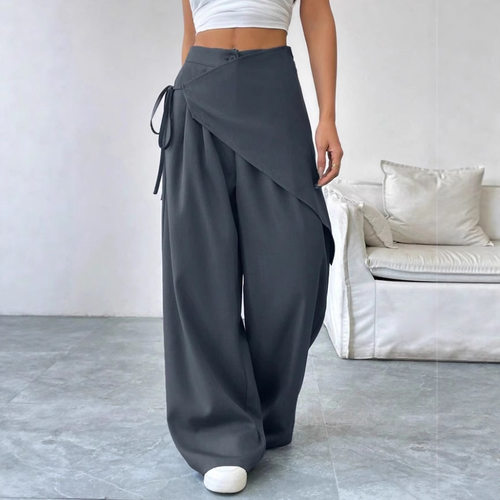 Elegant Irregular Suit Pants for Women High Waist Wide Pants