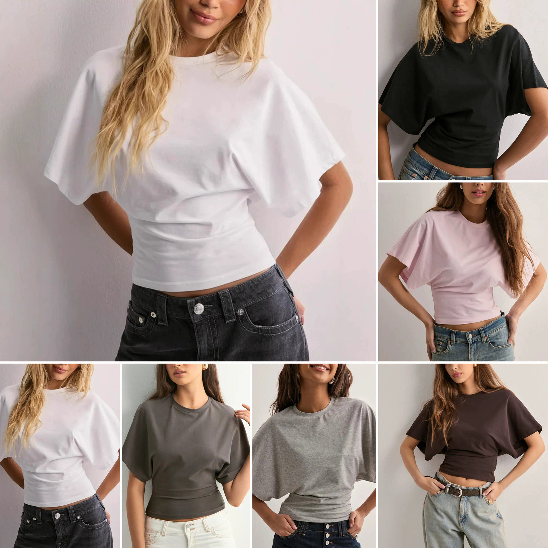 y2k 2026韩版女短袖t恤Women New Arrival Loose-Fit Cropped Top
