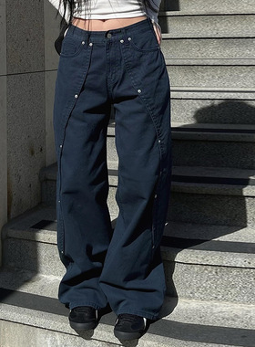 jeans womens y2k clothes relaxed loose fit wide leg trousers