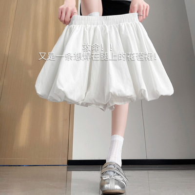 women underskirt ladies culottes白色花苞短裙女高腰防走光裙裤