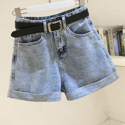 Korean Wide Denim Shorts Women Pocket Hot Pants Cowboy Jeans