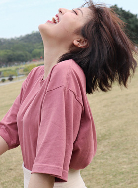 women basic t-shirt heavy t shirt men250g新疆棉重磅纯色全棉