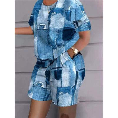 Women Two Piece Shorts Sets Matching T Shirts Y2k Tops Suits