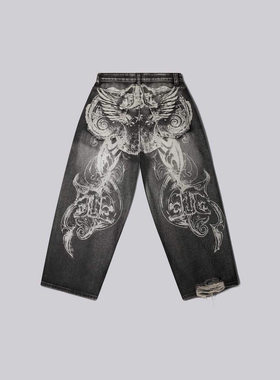 women baggy jeans man Pants美风新款水洗牛仔裤男女复古高街y2k