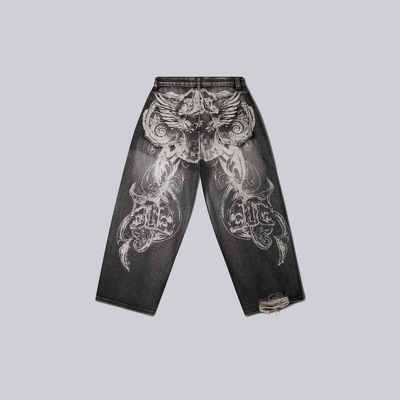 women baggy jeans man Pants美风新款水洗牛仔裤男女复古高街y2k