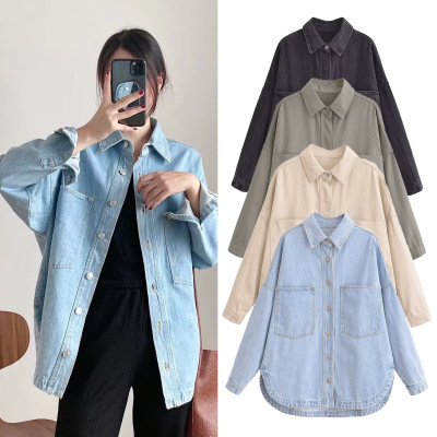 stylish denim tops for women2026新品欧美都市休闲水洗牛仔衬衫