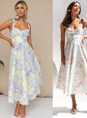 women's new dress ladies fashion dress修身显瘦收腰v领吊带