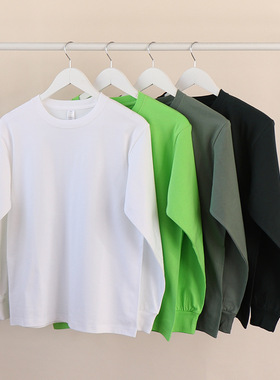 cotton tshirt long sleeve pullover tops250g重磅新疆纯棉白色