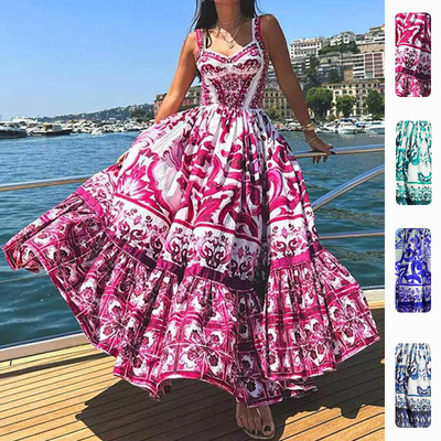 women dress ladies fashion dresses2026新款无袖褶皱收腰荷叶