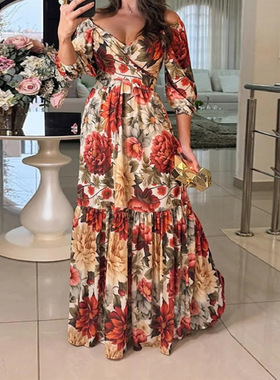 women dress ladies fashion dresses2026新款优雅时尚v领中五分