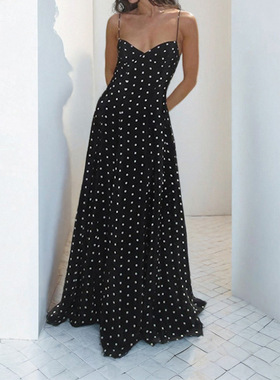 women dress ladies fashion dresses2026气质优雅休闲圆点细肩