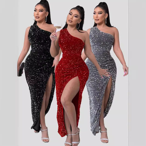 Sexy Backless Sequin Maxi Summer Dress Women Bodycon Vestido
