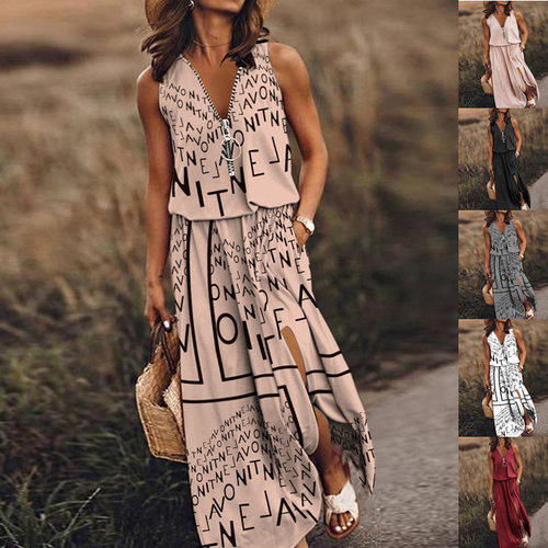 summer dress women elegant ladies vestidos欧美无袖连衣裙休闲