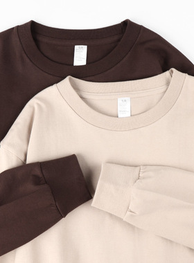 Cotton TShirt Long Sleeve Pullover Tops美式250g重磅巧克力