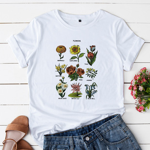 Women tshirt 纯棉女T恤CuteFlower 5XL shirt Ladies Summer