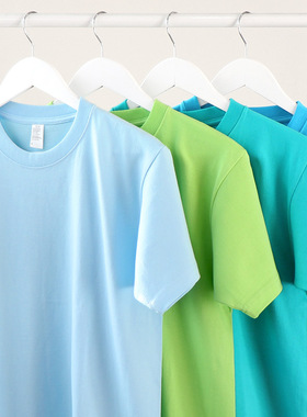 women basic t-shirt heavy t shirt men美式250g重磅纯棉翠蓝