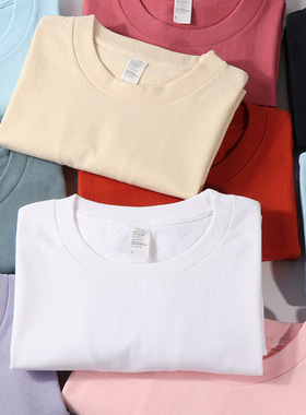 Plain tshirt for women男女250g日系重磅纯色T恤短袖man t-shirt