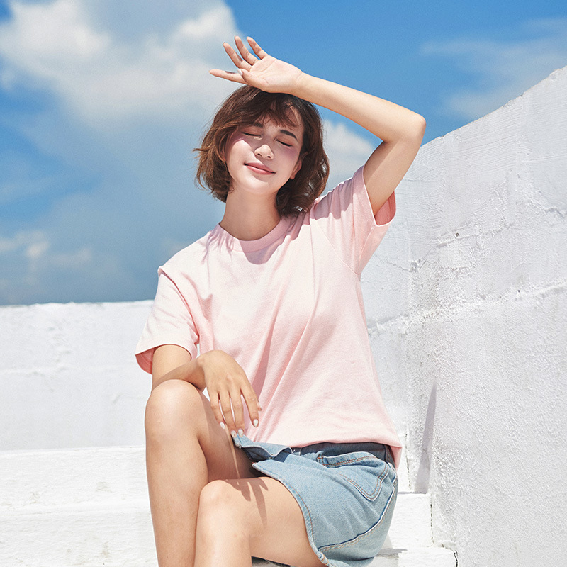 Men T-shirt Solid Color Women Short Sleeve High Quality270g