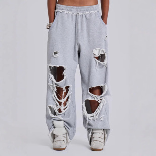 women's casual baggy ripped pants y2k美式休闲裤街头嘻哈破洞