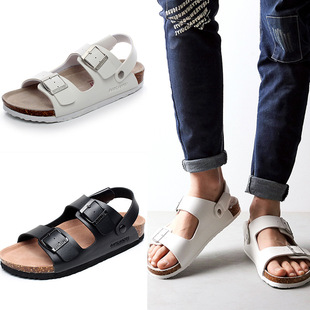 outdoor cork slippers for women man flats sandals slides两穿