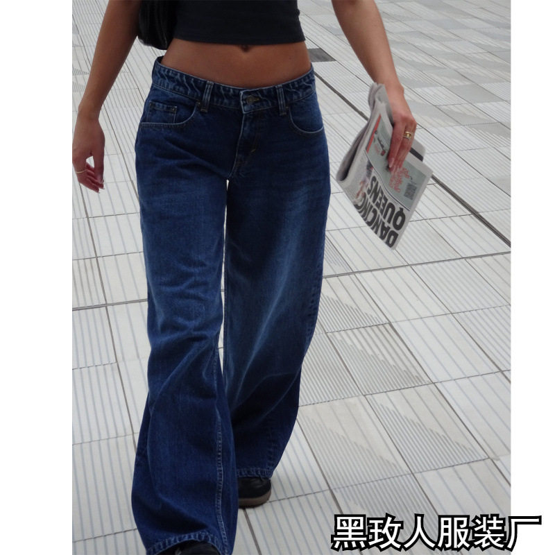 女牛仔裤 y2k Straight jeans for women trendy low rise casual图片