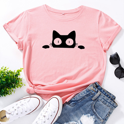 大码多色纯棉女短袖印花薄款欧美