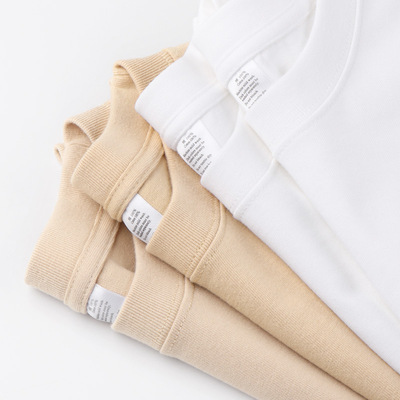 Cotton TShirt Long Sleeve Pullover Tops270g重磅奶茶杏色纯棉