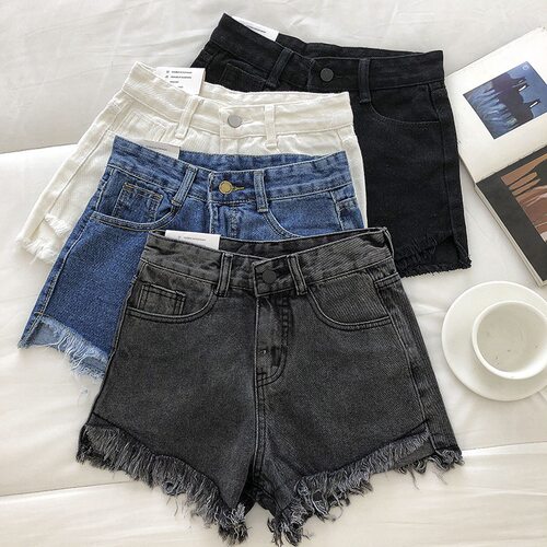 牛仔短裤新New Summer Women Raw Hem Denim Shorts Korean Jorts